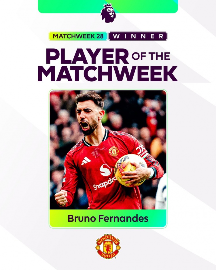 开云app-传射建功！B费当选英超第28轮最佳球员，本赛季第四次获奖